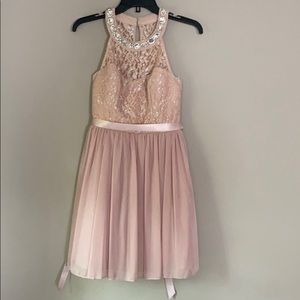 Pink lace tulle dress